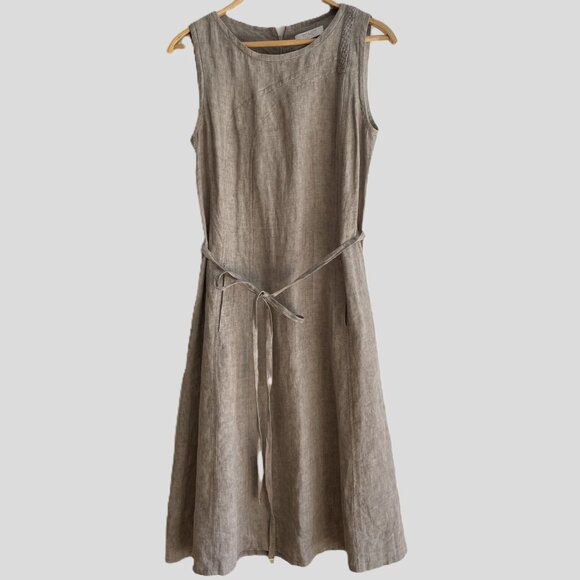 Tonet Italian Linen Sleeveless Midi Dress Size 10 - Picture 1 of 14